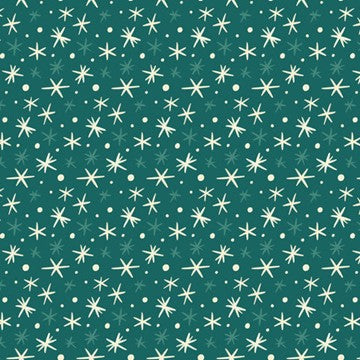 First Flurries in Teal , Bright Holiday, Cloud 9, Organic Cotton| Half Yard Listing