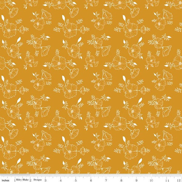 Golden Poppies Tonal Orange |Half Yard Listing