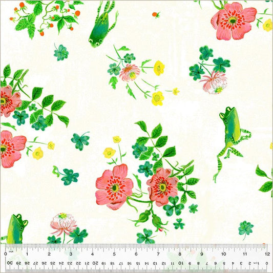 Frog Spring, White, Heather Ross By Hand | Half Yard Listing