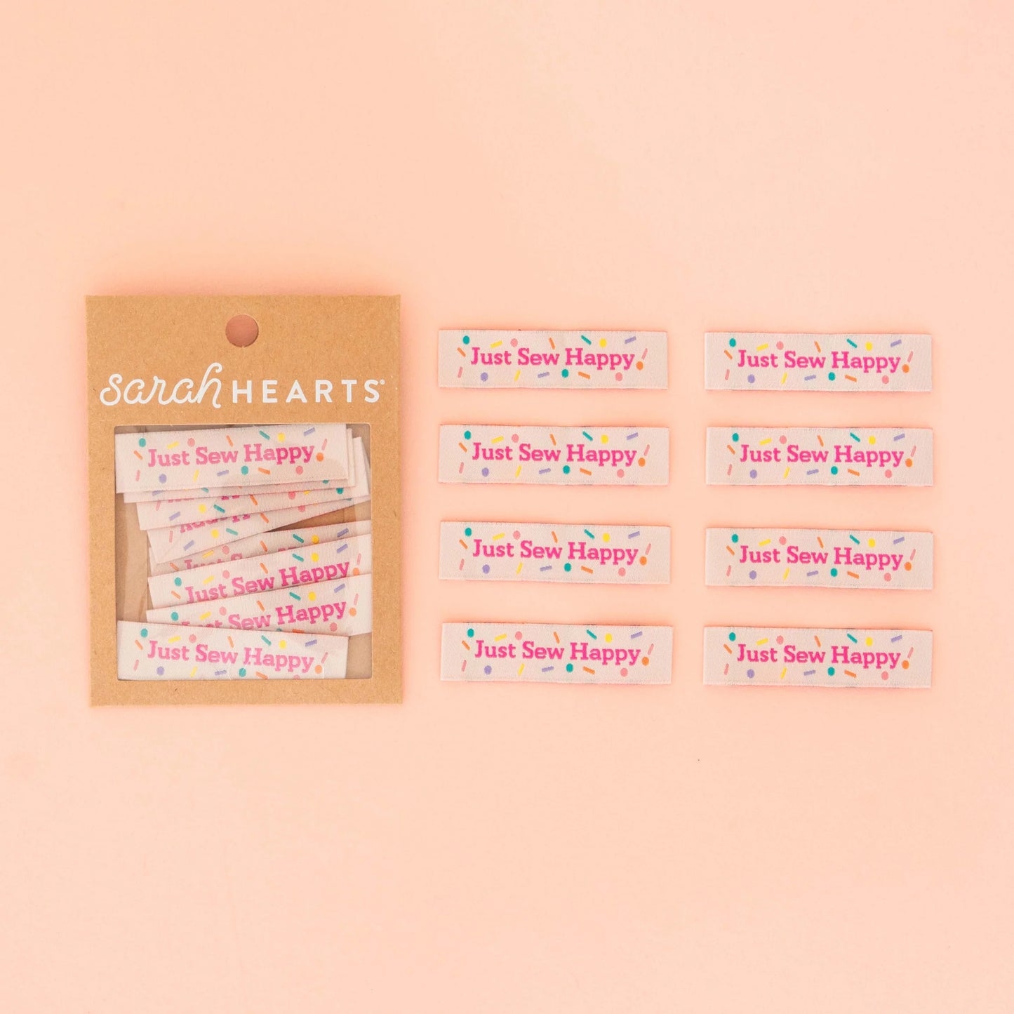 Just Sew Happy, Sarah Hearts 8 pc.| Woven Labels