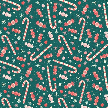 Christmas Confections, Bright Holiday, Cloud 9, Organic Cotton| Half Yard Listing