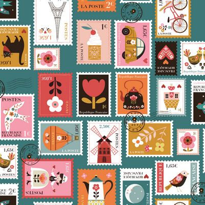 Vintage Postage Stamps, Bon Voyage, Dashwood Studios| Half Yard Listing