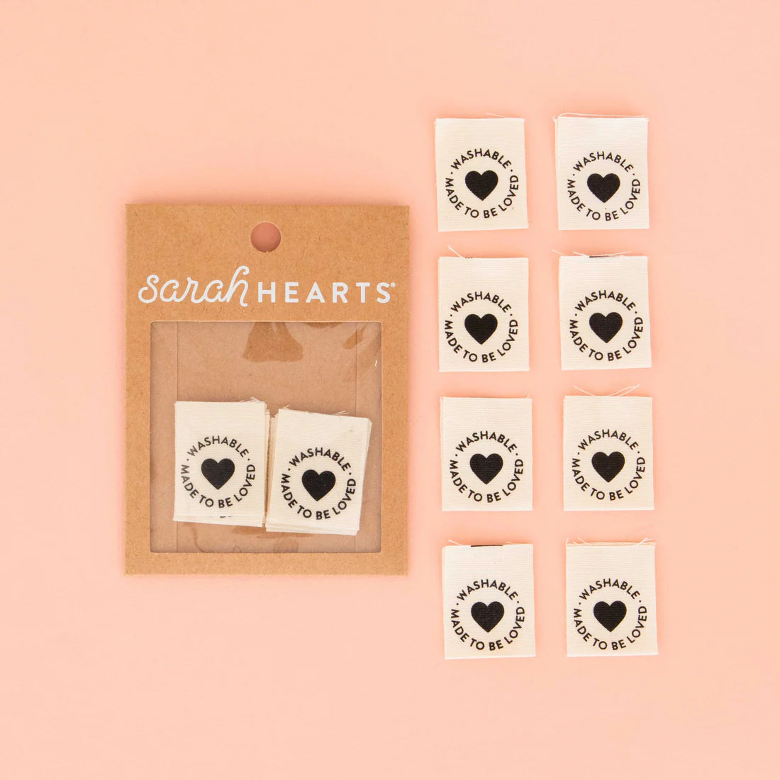 Washable Organic , Sarah Hearts 8 pc.| Woven Labels